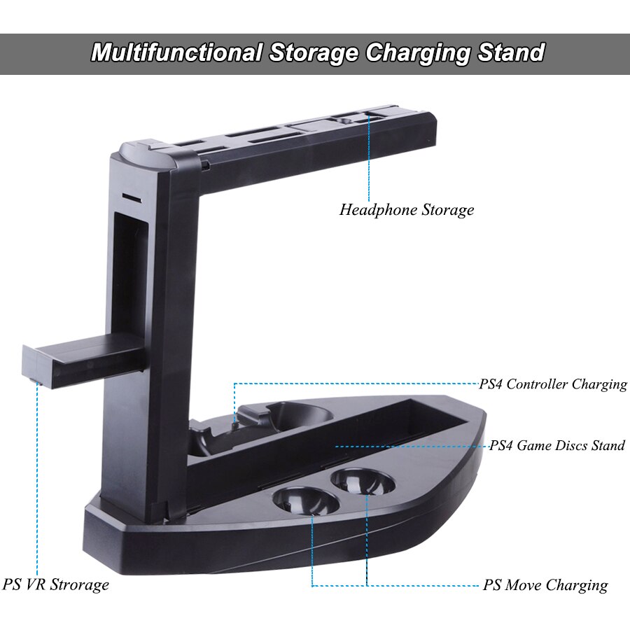 Estación de carga para PS4 PS, soporte de almacenamiento de VR, escaparate para PSVR CUH-ZVR2, 2th Display Discs Stand