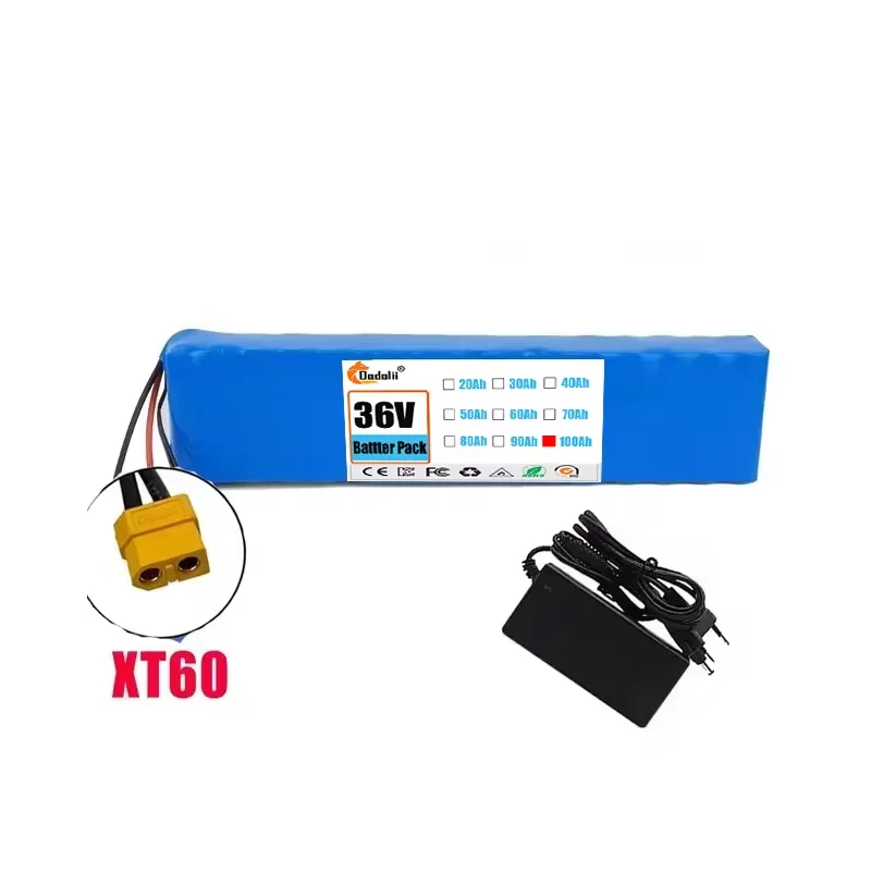 10S3P Electric Scooter Battery 36V 100Ah 18650 Lithium-ion Battery 350W 500W,+42V Charger: GRAY