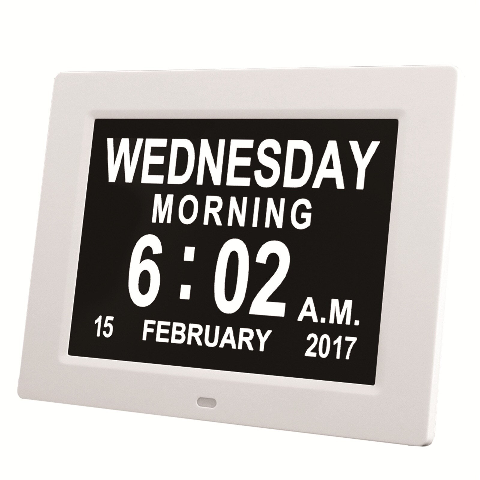 8in LCD Digital Calendar Clock with Date LED Digital Alarm Clock Backlight Snooze Mute Calendar Clock with Date,Day and Time: White