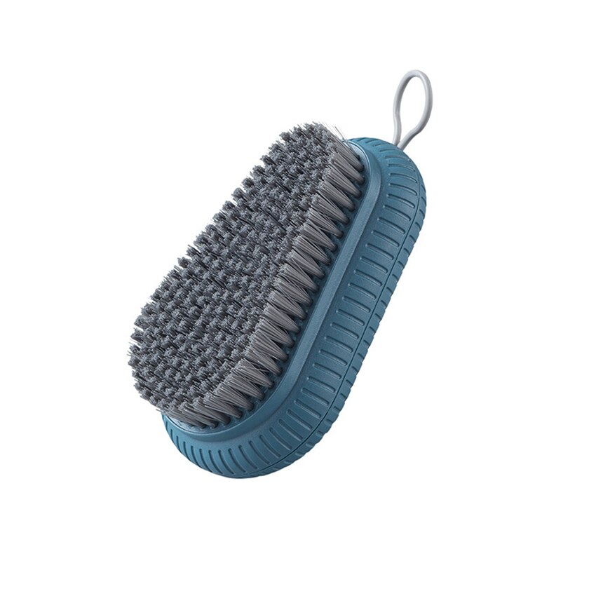 Cute ABS Soft Bristle Cleaning Brush Multifunctional Clothes Laundry Brushes Washing Shoes Board Brush With Hanging Lanyard: Blue