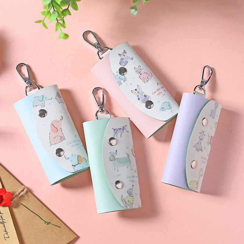 Nouvelle mignon animaux clé sac pour femmes PU cuir porte-clés portefeuilles femmes de ménage voiture porte-clés étui cuir porte-clés pochette