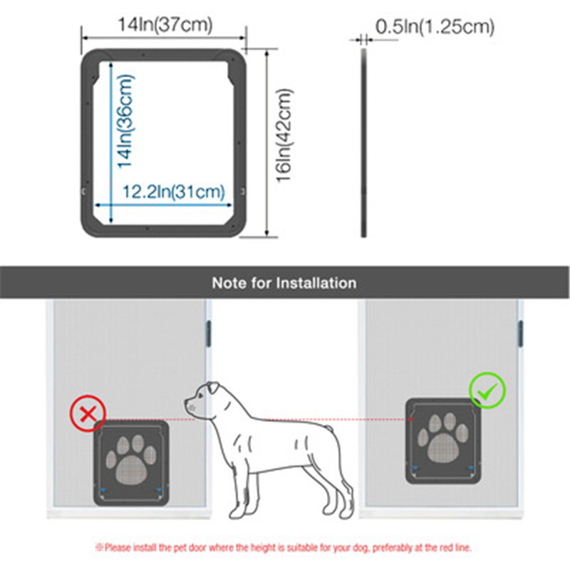 Hond Voetafdrukken Kat Deur Raam Huisdier Beveiliging Flap Deur Automatische Vergrendeling Magnetische Externe Schuifpoort Veiligheid Dierbenodigdheden