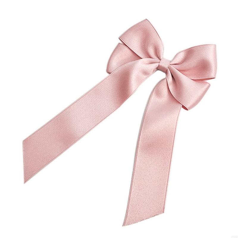 39bd fotografie haarclip voor hete meiden gelaagde bowknot vorm haar barettes paardenstaart vlechten haarclip met lang lint: Roze