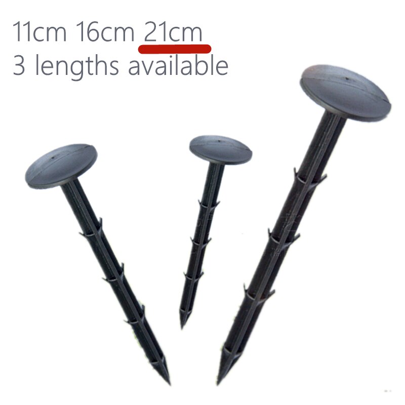 10Pcs/set Plastic Garden Nail Pegs Mulch Shading Pest Control Fix Tool for Anti-Bird Net Film Ground Cloth Nail Fixed Pegs Black: 10pcs 21cm
