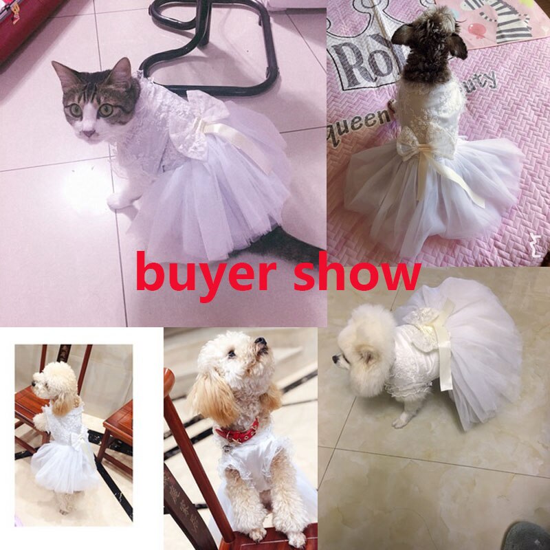 XS-XL de encaje para mascotas, ropa para perro y gato, vestido de deshierbe para perros pequeños y medianos, vestidos Yorkie Terrier, ropa con pajarita grande # LA,