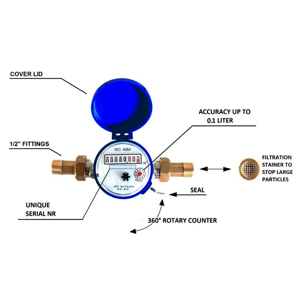 15Mm 1/2 Inch Koud Water Meter Voor Garden Home Using Fittings 360 Verstelbare Roterende Teller Tuin Luchtbevochtiger Thuis Gebruik