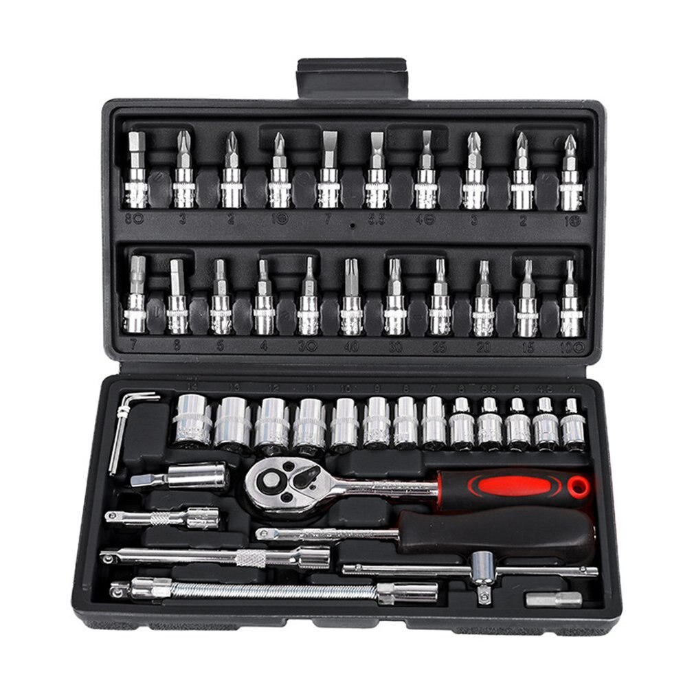 Black Original 46 Piece Socket Wrench Set Combination Tool Set German Auto Repair Durable Practical Hardware Tools
