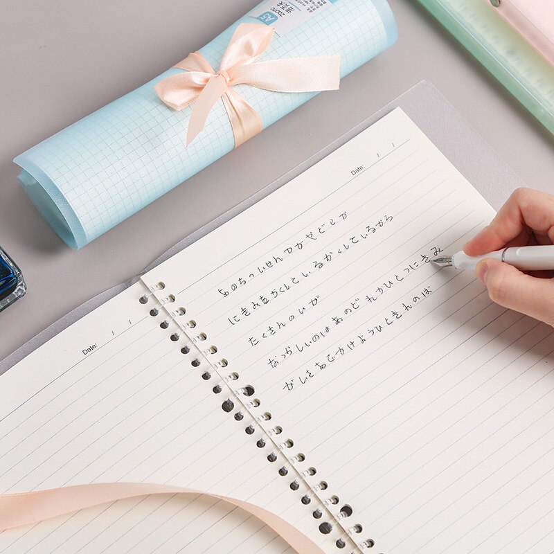 A5 B5 Transparent Loose Cover Line Plaid Inner Cute Notebook Notepad Paper Planner for School Student Supplies Office Stationery