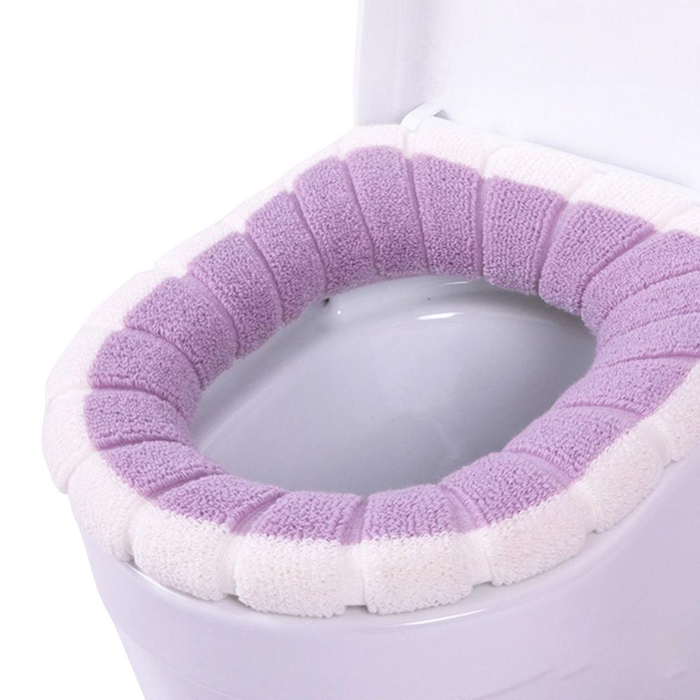 Vintervarmer toiletdæksel blød plys o-form sædebetræk badeværelse piedestal pude puder lycra flush behageligt toilet: 08