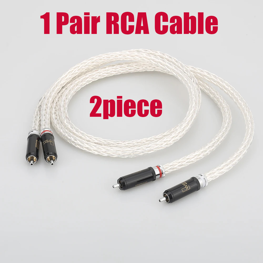 Hifi Audio RCA Cable 7N OCC Silver Plated WBT RCA Plug Self Locked RCA Cable for Amplifier DAC TV Car Audio 2RCA Cable: Red / 1.2m