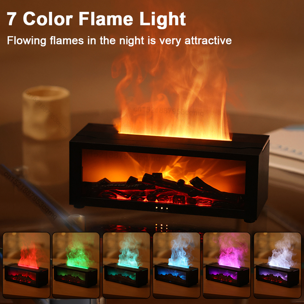 Humidificateur d'air huiles essentielles humidificateurs maison arôme humidificateur flamme diffuseur de parfum automatique avec lumière LED télécommande