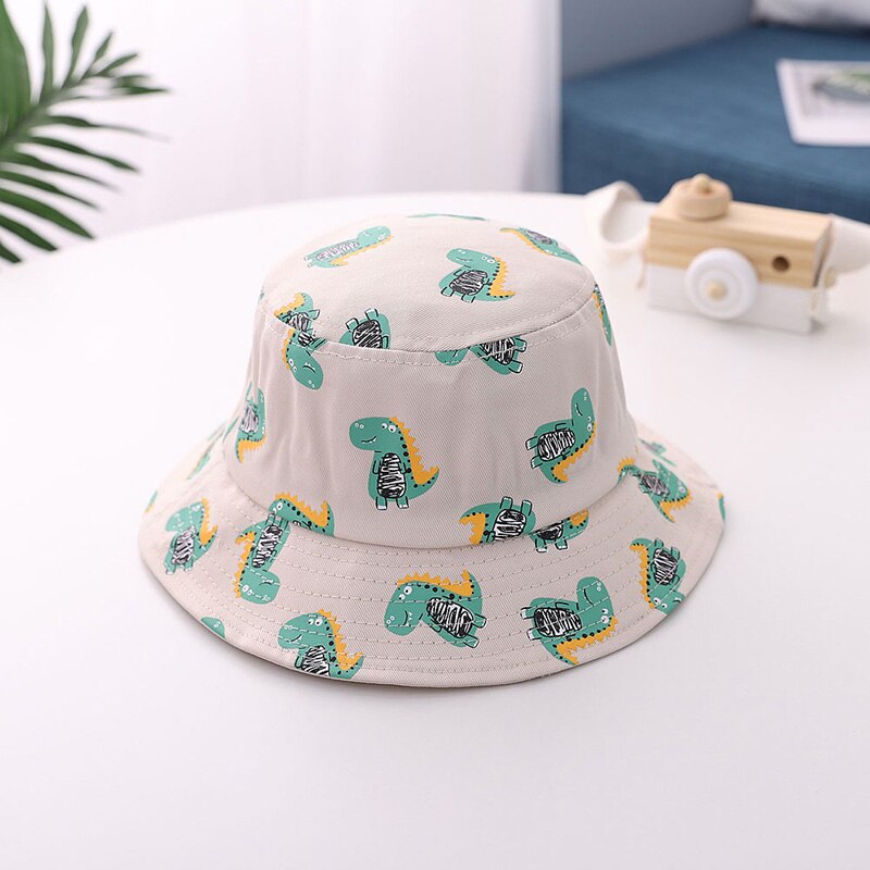 Söt dinosaurie baby hatt vår sommar barn flicka pojke hink keps utomhus barn småbarn fiskare strand solhatt: Beige