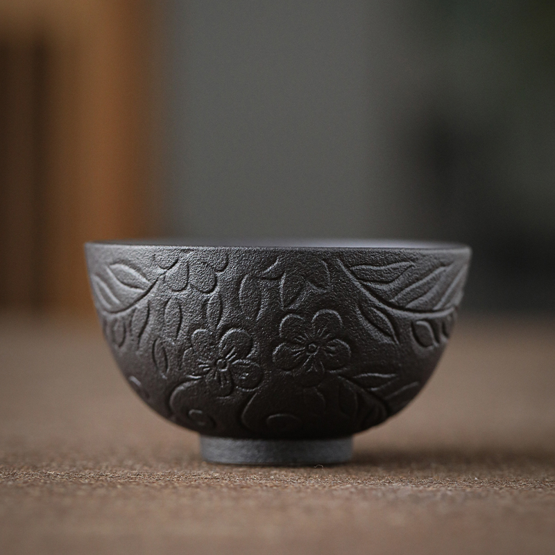 100ml Chinese Retro Style Black Pottery Tea Cup Coffee Cup Mug Chinese Ceramic Tea Set Porcelain: 1