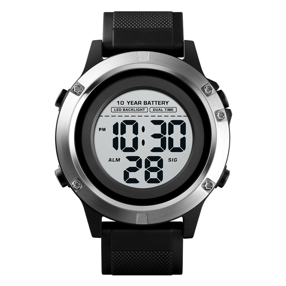 Skmei sportsklokke for menn 10 års batteri digital klokke herre lysende 50m vanntette armbåndsur for menn relogio masculino 1518: Svart