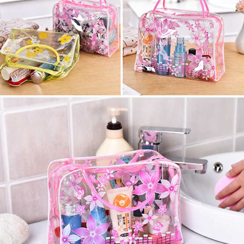 Bolsas organizadoras de plástico transparente para cosméticos, neceser de viaje informal para maquillaje, impermeable, artículos de aseo personal, almacenamiento de baño