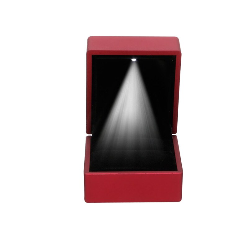 1Pc LED Lighted Earring Ring Box Wedding Engagement Ring Jewelry Display Holder Case (Only Ring Box,Not Included Ring): 9011-Red