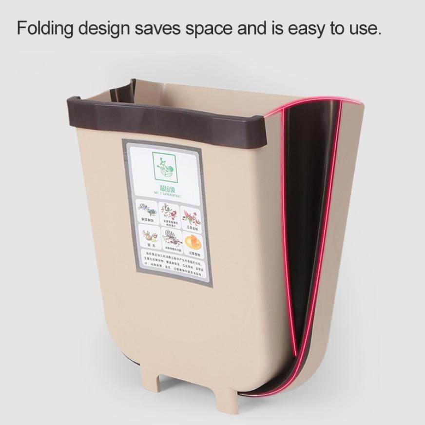 Kitchen Trash Can Cabinet Door Wall Hanging Folding Bucket Garbage Bin Container for Kitchen bathroom