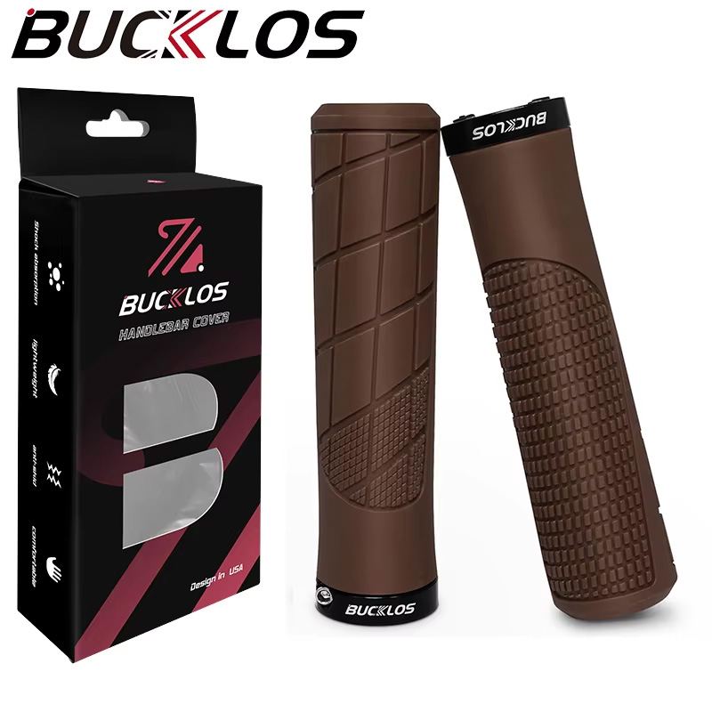 BUCKLOS Bicycle Handlebar Grip Ruber Bike Handle Bar Grips Shock Absorbing Lockable MTB Cuffs Cycling Accessories: Coffee