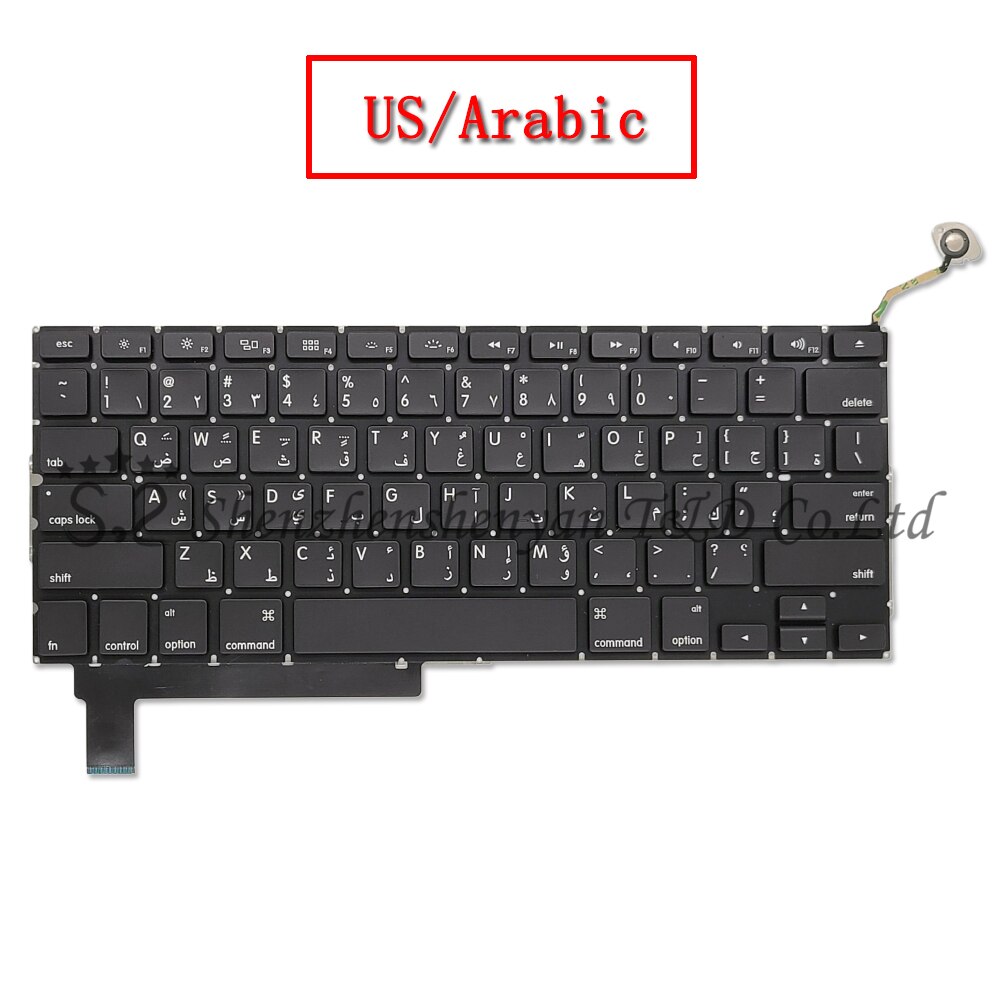 A1286 For Macbook Pro 15" Replacement Keyboard US UK Russian French Spain Japanese Arabic Version Years: US Arabic