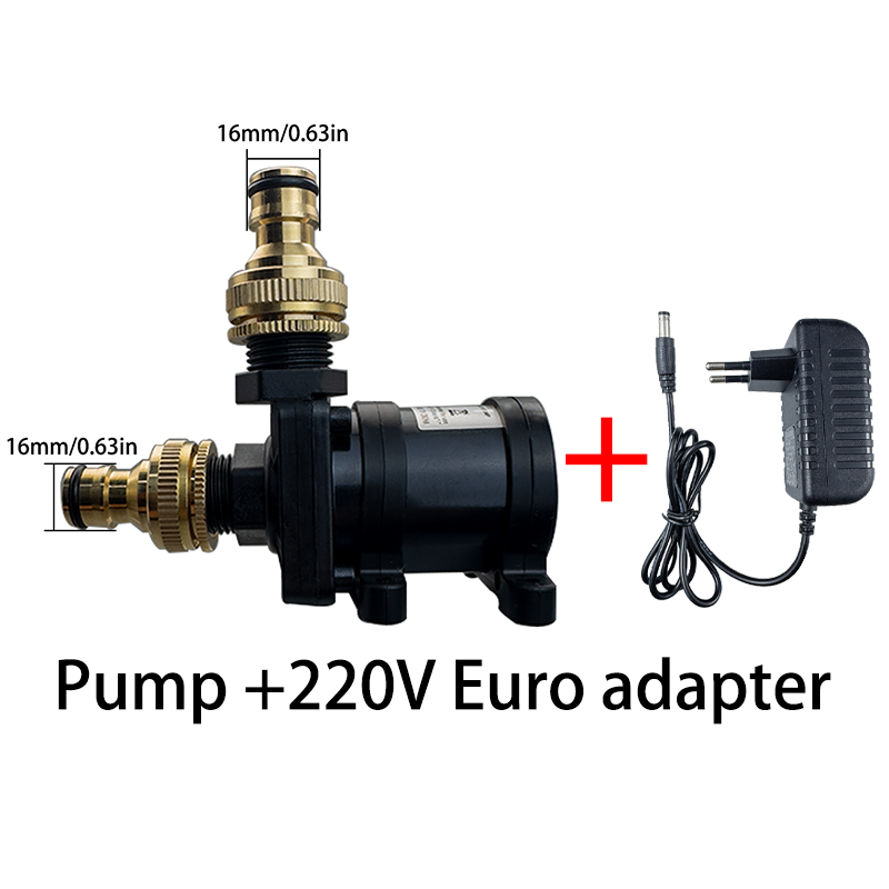 Water Pump 12V High Pressure Ultra Quiet Solar DC 24V Lift 7M 900L/H Brushless Motor Submersible Water Pumps Quick Break Joint: Gold / 380V