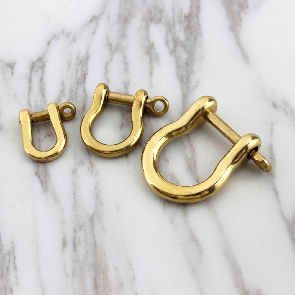 Solid Brass Carabiner D Bow Shackle Fob Key Ring Keychain Hook Screw Joint Connector Buckle