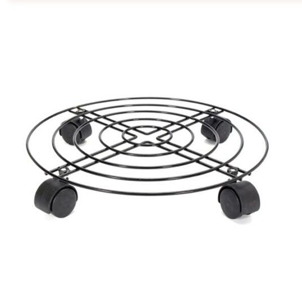 Black 4 Sizes Metal Round Flower Plant Pot Tray 4 Wheels Heavy Planter Flowers Pot Mover Trolley Plate Stand Holder Garden Tools: 35CM