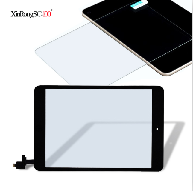 Für iPad Mini 1 2 Mini1 Mini2 A1432 A1454 A1455 A1489 A1490 A1491 Lcd Touch Screen Digitizer + IC Chip anschluss Flex + Schlüssel Taste: blake and glass film