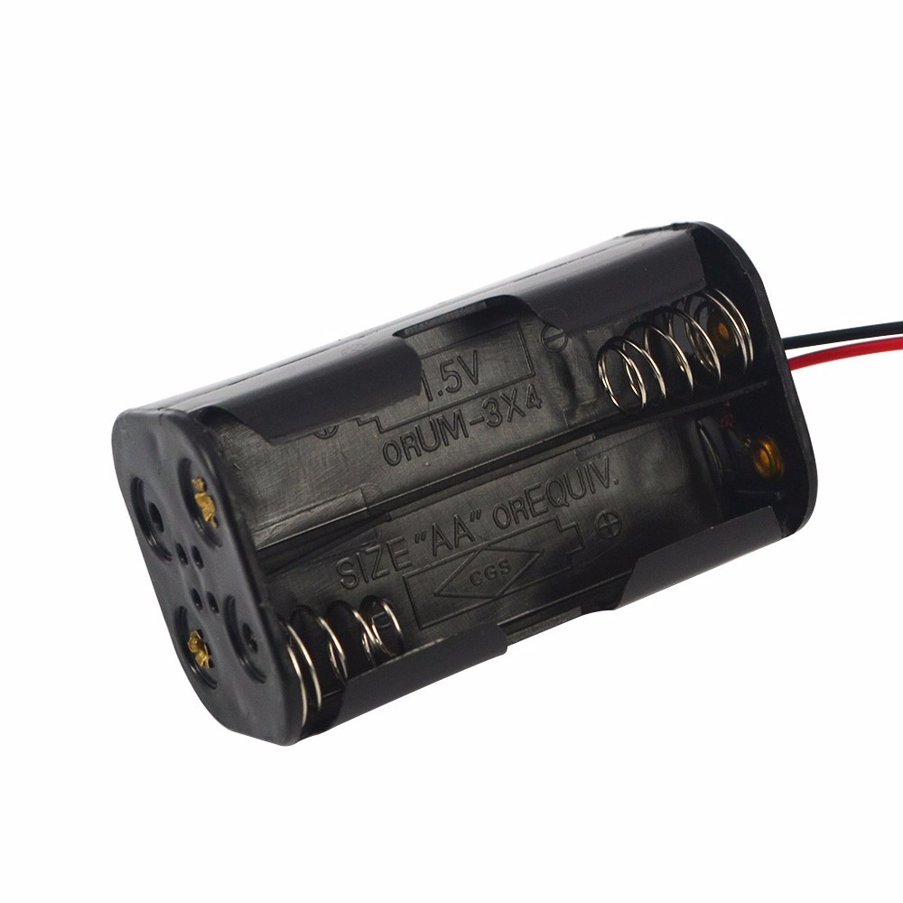 Soporte de batería AA de 6V para 4 pilas AA, caja de almacenamiento con cables para 4 pilas AA