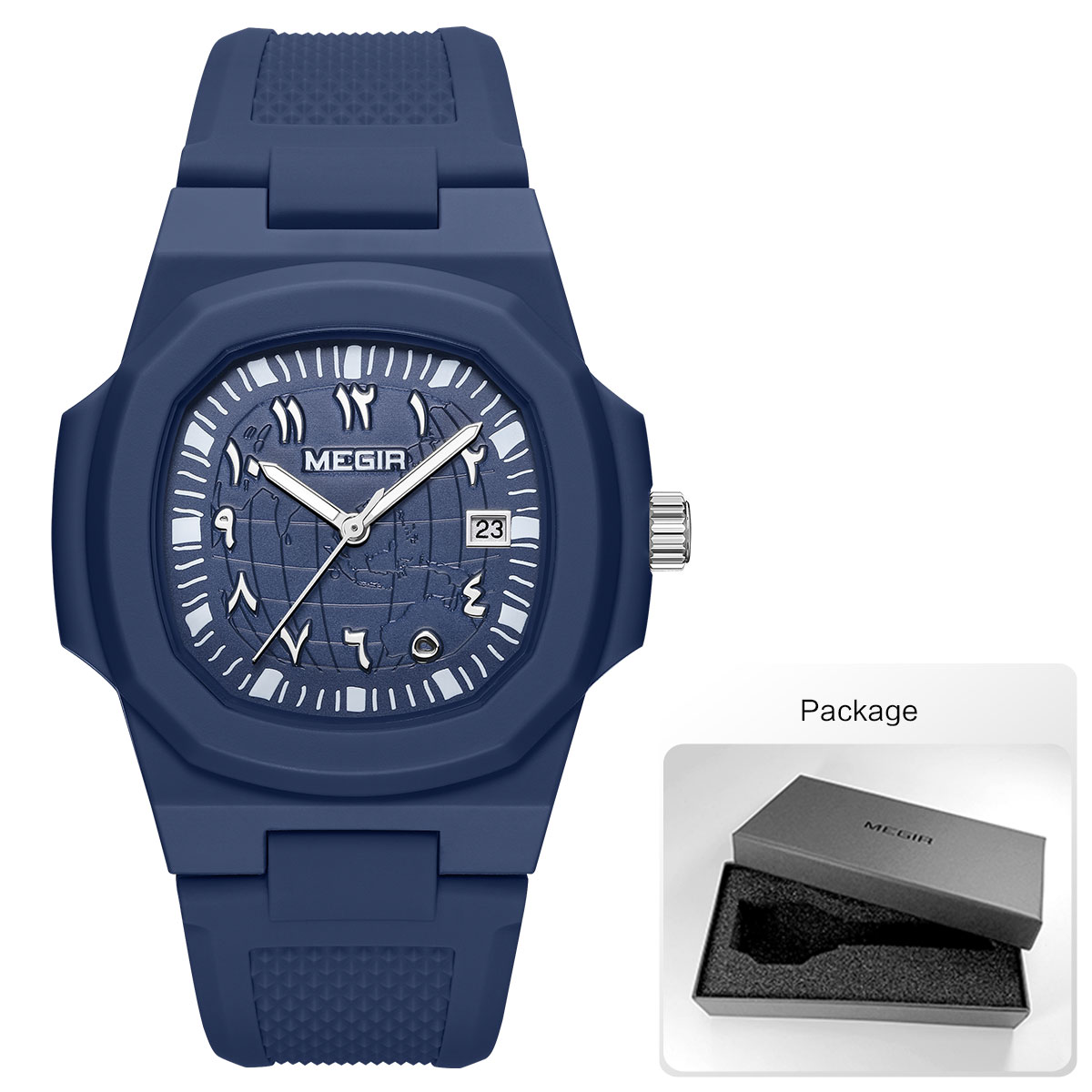 Megir topmerk luxe horloge voor heren 30 atm waterdicht datumweergave siliconen band sportief quartz polshorloge relogio masculino: Geel