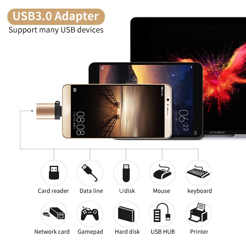 OTG Adapter USB3.0 Type C usb c Mobile Phone To USB C 3.0 Data Converter External Device Mouse Connector Flask Drive Reader