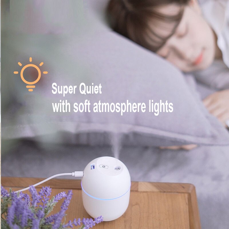220ML Car USB Ultrasonic Mini Air Humidifier with LED Night Light 12V Essential Oil Diffuser for Home Car Purifier