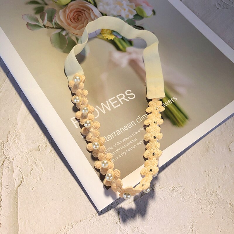 Fascia per fiori per bambini puntelli per foto per neonati fasce per perle per ragazze accessori per capelli in pizzo per neonati principessa fasciatura per bambini senza tracce: Snow bud