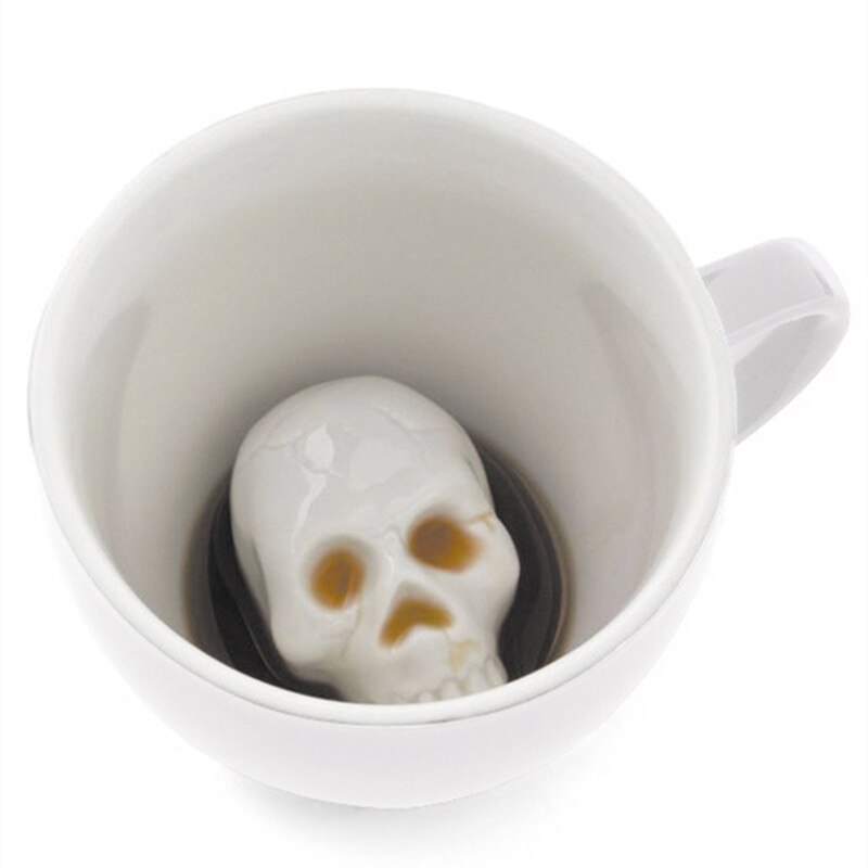 Keramisk kop med kraniet halloween og fødselsdag uhyggelig kaffekop krus til kaffe og te elskere xh8z: B