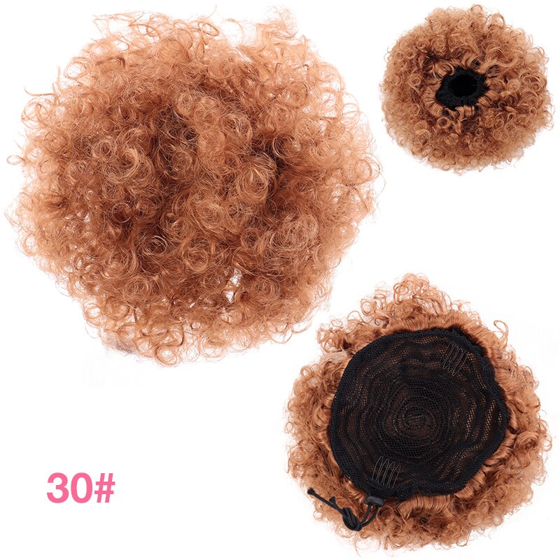 Talang afro puff syntetiskt hår bulle chignon frisyr för kvinnor peruk dragsko hästsvans kinky lockigt klämma i förlängningar hästsvans: F6-193