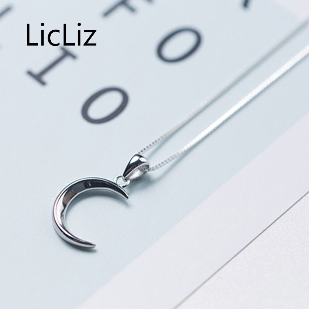 Licliz Trendy 925 Sterling Zilveren Maansikkel Hanger Voor Vrouwen Wit Goud Sieraden Eenvoudige Ketting Hanger Geen Ketting LP0273