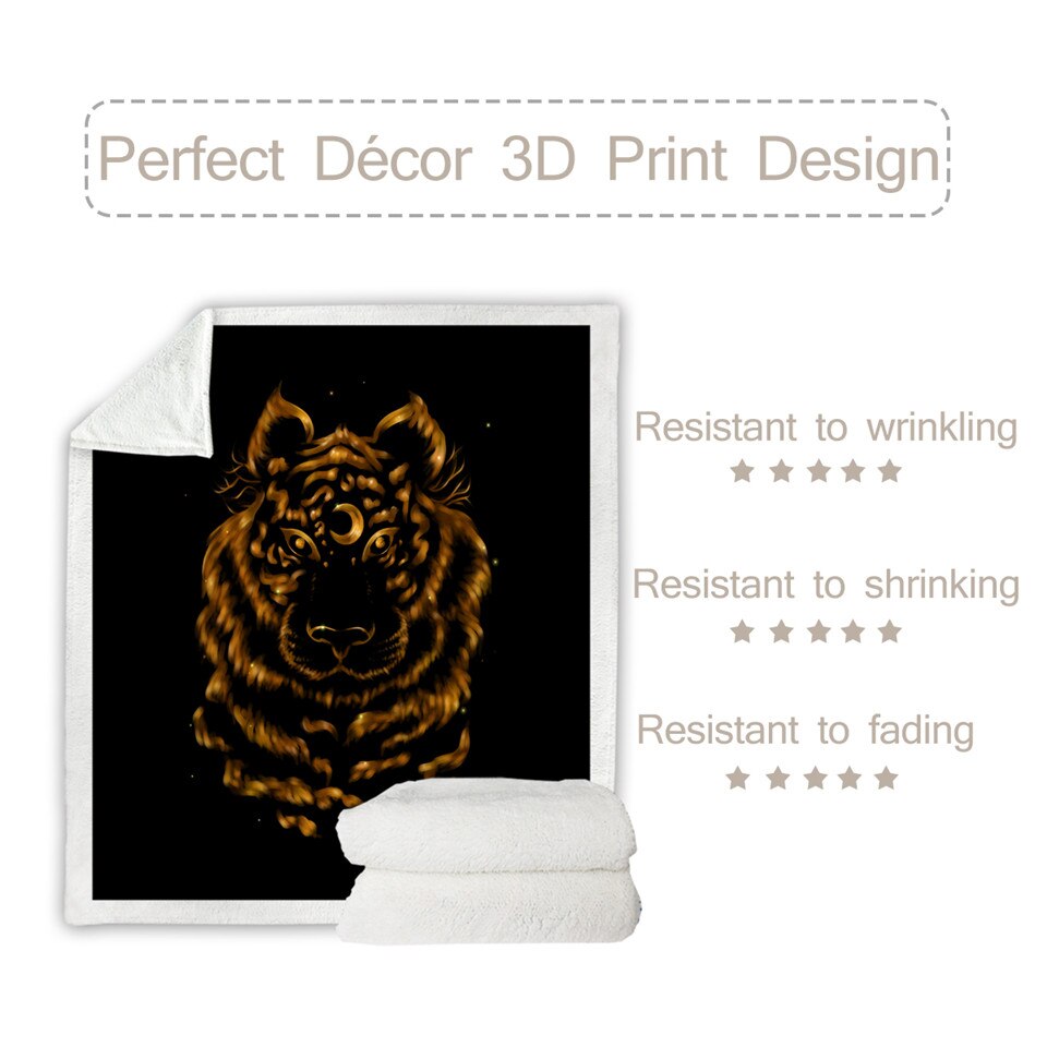 Tygrys przez Taemin Ankh rzut koc luksusowy Sherpa koc czarny złoty miękki pluszowy narzuty zwierząt księżyc cienka kołdra upuszczać statek