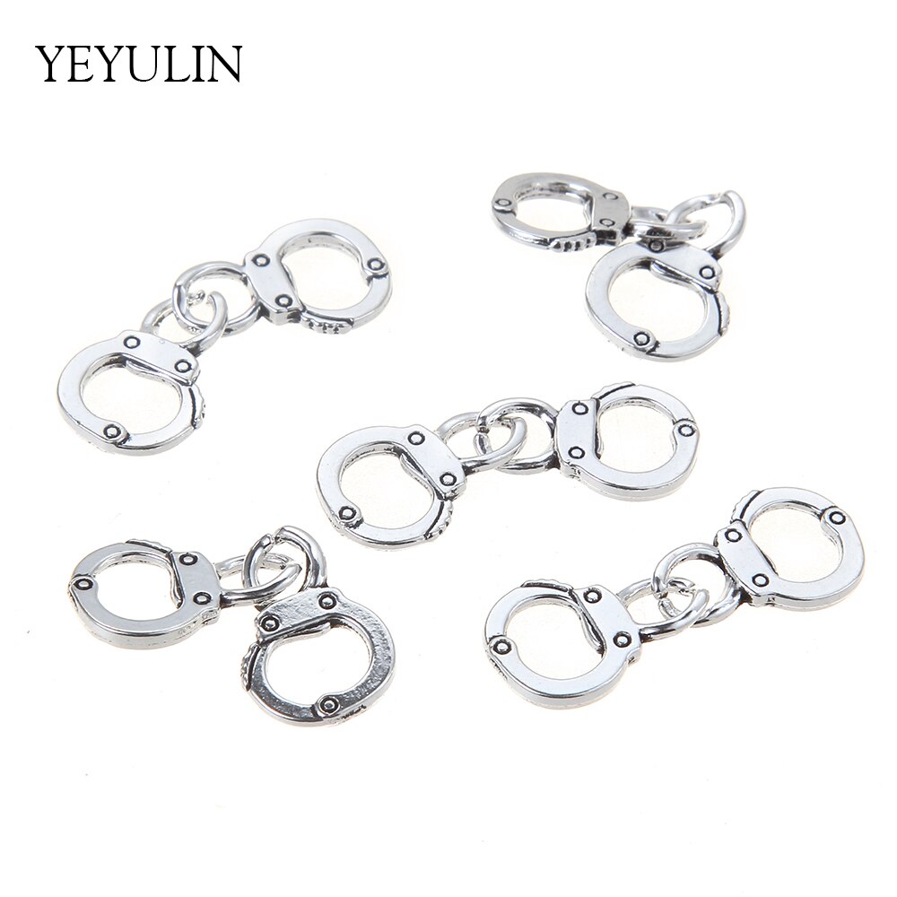 50pcs Trendy Alloy Handcuffs Connector Beads Charms Pendants DIY Bracelets Jewelry Making Ornament Accessories 30mm