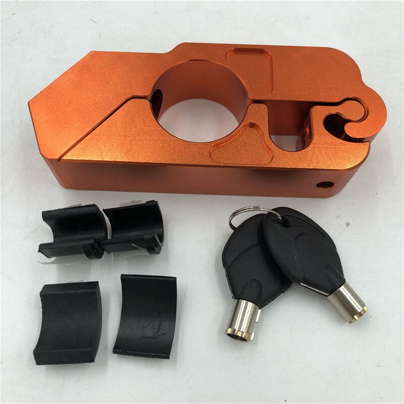 Universal Motorcycle Handle Throttle Grip Security Lock with 2 Keys to Secure a Bike, Scooter, Moped or ATV: Orange