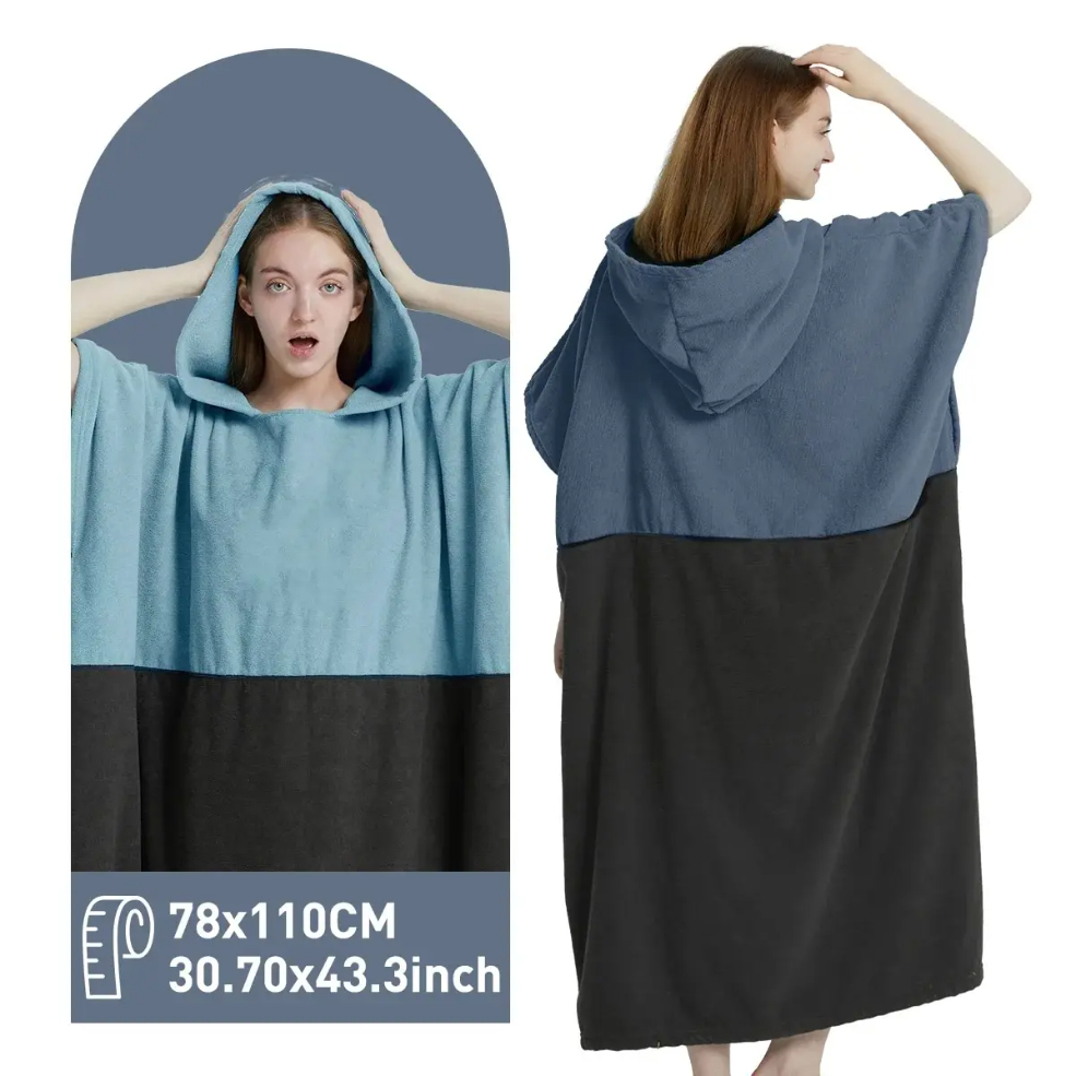 Surfponcho handdoek poncho sneldrogende handdoek hoodie microvezel strandjas omkleedponcho zwemhanddoek strandponcho voor volwassenen