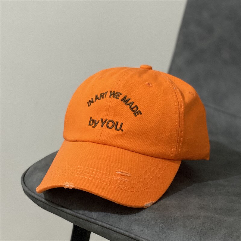 Casquette de Baseball avec lettres brodées pour femme, décontractée, style sauvage, avec visage, Version coréenne, avec trou pour le haut souple, Hip-hop: Orange
