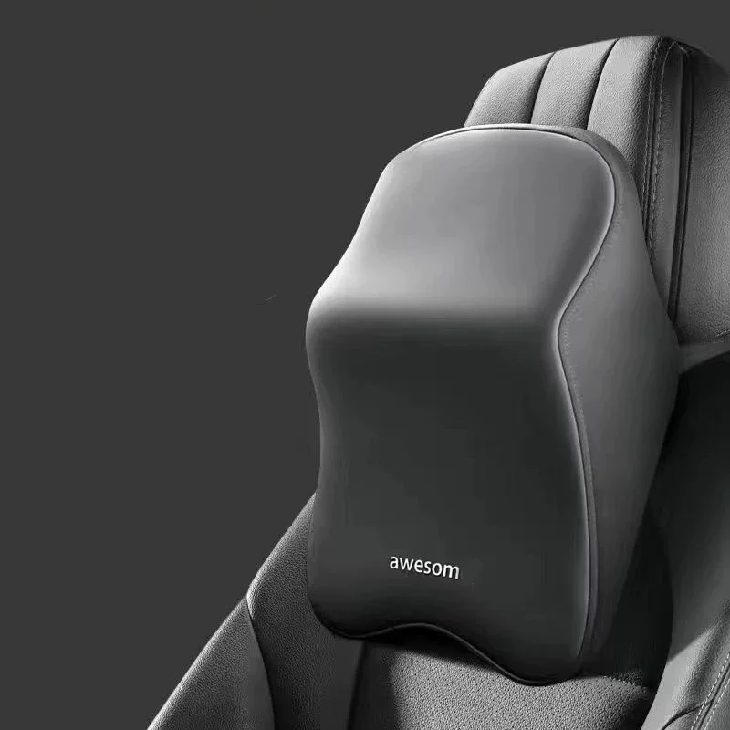 Reposacabezas de coche, almohada para el cuello, soporte lumbar, soporte lumbar, almohadilla lumbar montada en el coche, soporte lumbar, cojín de asiento de algodón con memoria: Negro