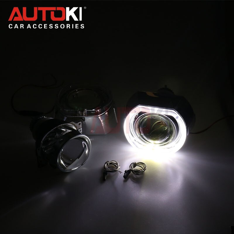 Autoki 3.0 inch led angel eye DRL Shroud Cover for 2.5 and 3.0inch bi-xenon projector lens