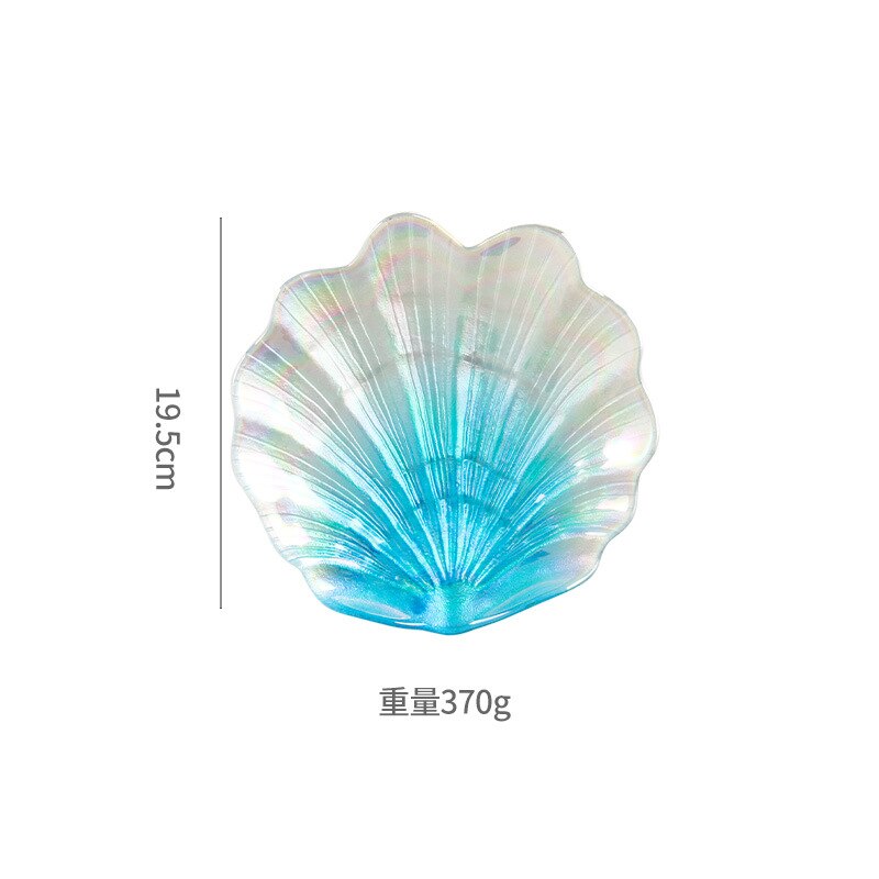 Colorful glass plate sea shell fruit plate European tray snack plate dessert tray cute plates cake plate fruit plate: Colorful M