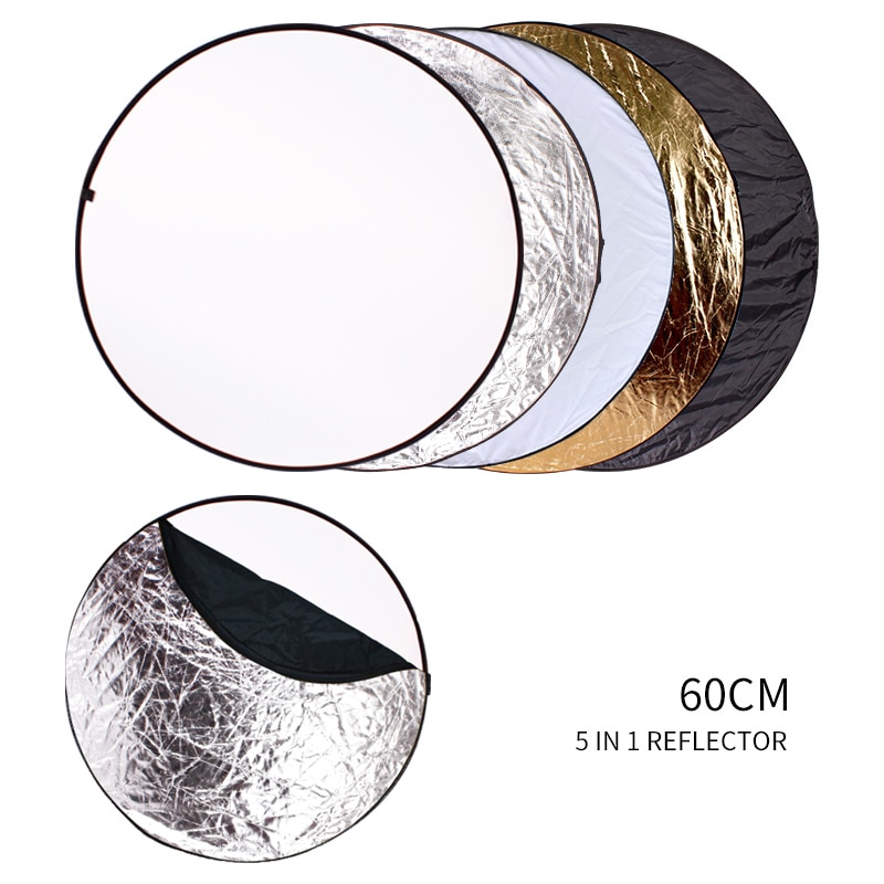 60 Cm 5in1 Ronde Reflector Flash Zilver Goud Draagbare Opvouwbare Reflector Voor Studio Multi Photo Disc Diffuers