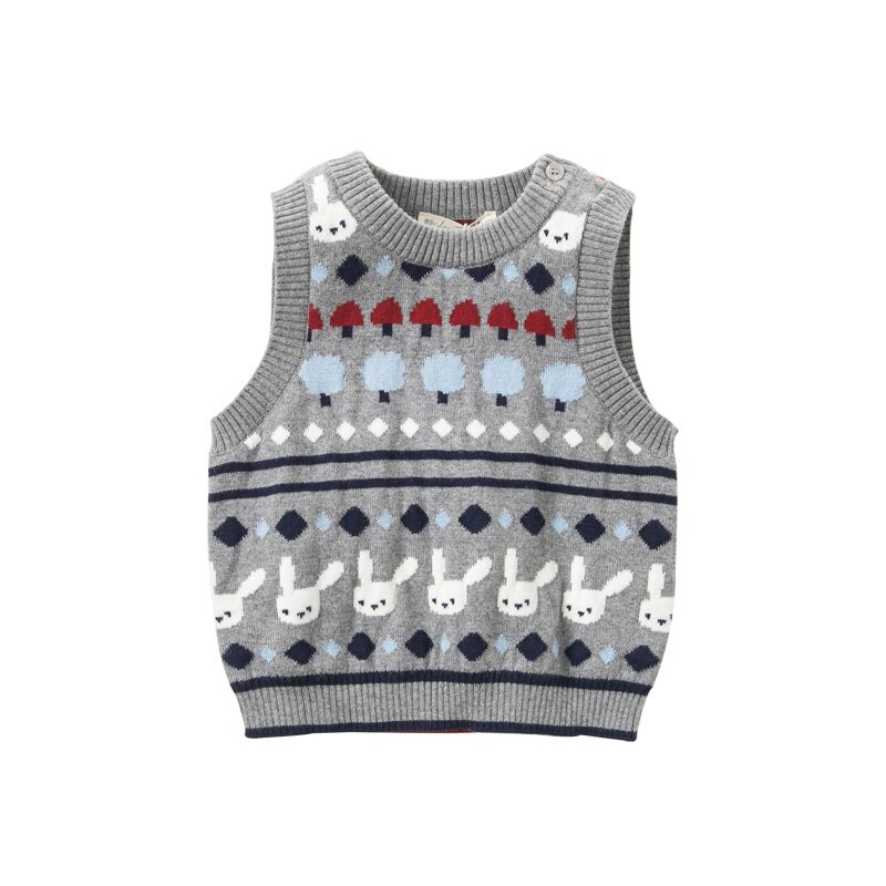 Db11778 dave bella efterår vinter baby dreng ærmeløs sweater trykt børn vest 1 pc: 7t