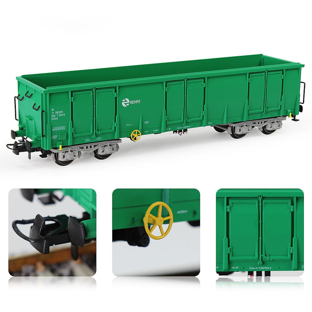 1 unidad, escala HO, 1:87, góndola impresa de alta cara, coche, vagón ferroviario, transportador, modelo de tren, contenedor, carro de carga C8742P: Green RENFE