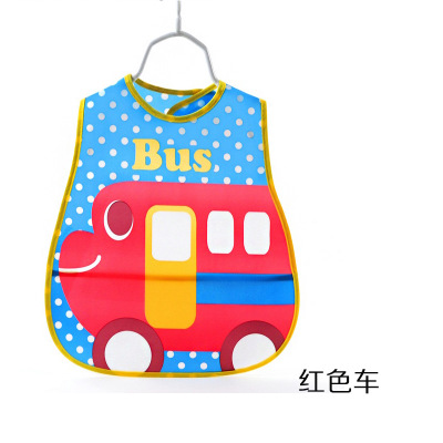 Waterdicht Makkelijk Schoon EVA Slabbers Appron Met Front Packet Bus Pigy Panda Olifant Eten Cover Feeding Baby Burp Doeken: Bus