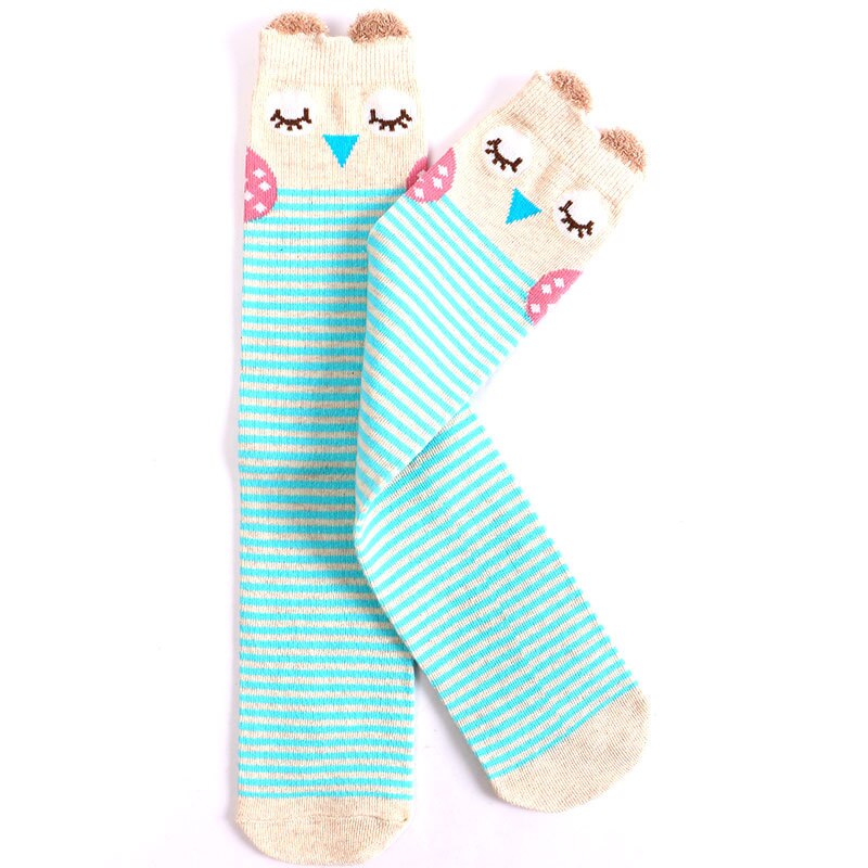 Cute Panda Kids Baby Socks Knee Girl Boy Baby Socks Animal Dot Soft Cotton Socks Striped Children Spring Summer Sock: blue chick