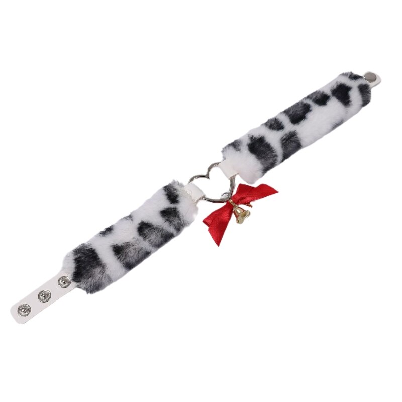 2022 moda serce kołnierz Choker kobiety puszysty naszyjnik punkowe dziewczyny pluszowy łańcuszek do obojczyka biżuteria dekoracyjna na impreza w klubie nocnym: Leopard 4