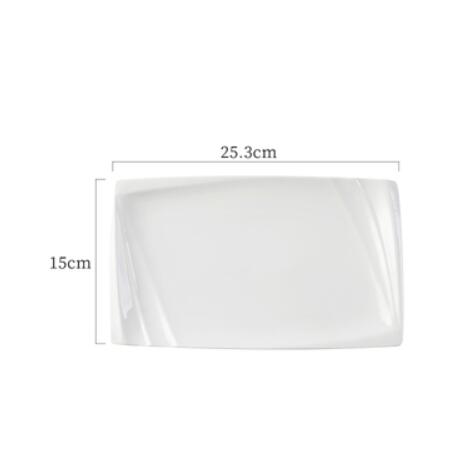 Pure White Ceramic Rectangular Flat Plate Cake Plate Sushi Fruit Plate: 10inch